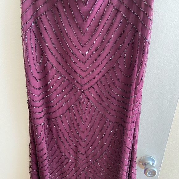 Adrianna Papell Art Deco beaded blouson gown in cassis - Picture 10 of 12